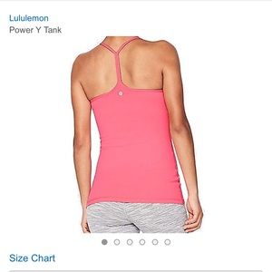 lululemon power y tank size chart